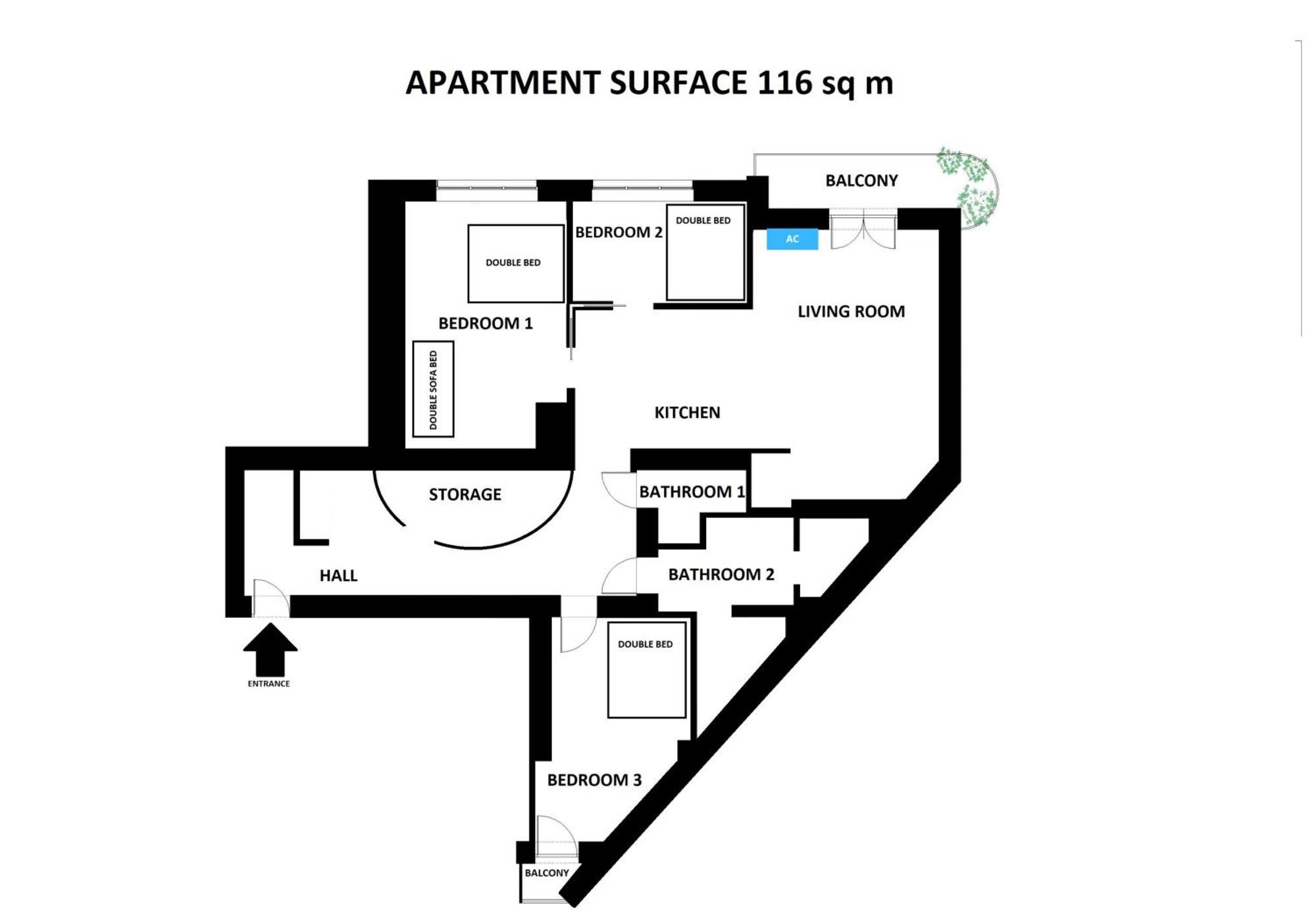 Spacious 3Br Apartment With Ac In Living Room, 2 Balconies คราคูฟ ภายนอก รูปภาพ